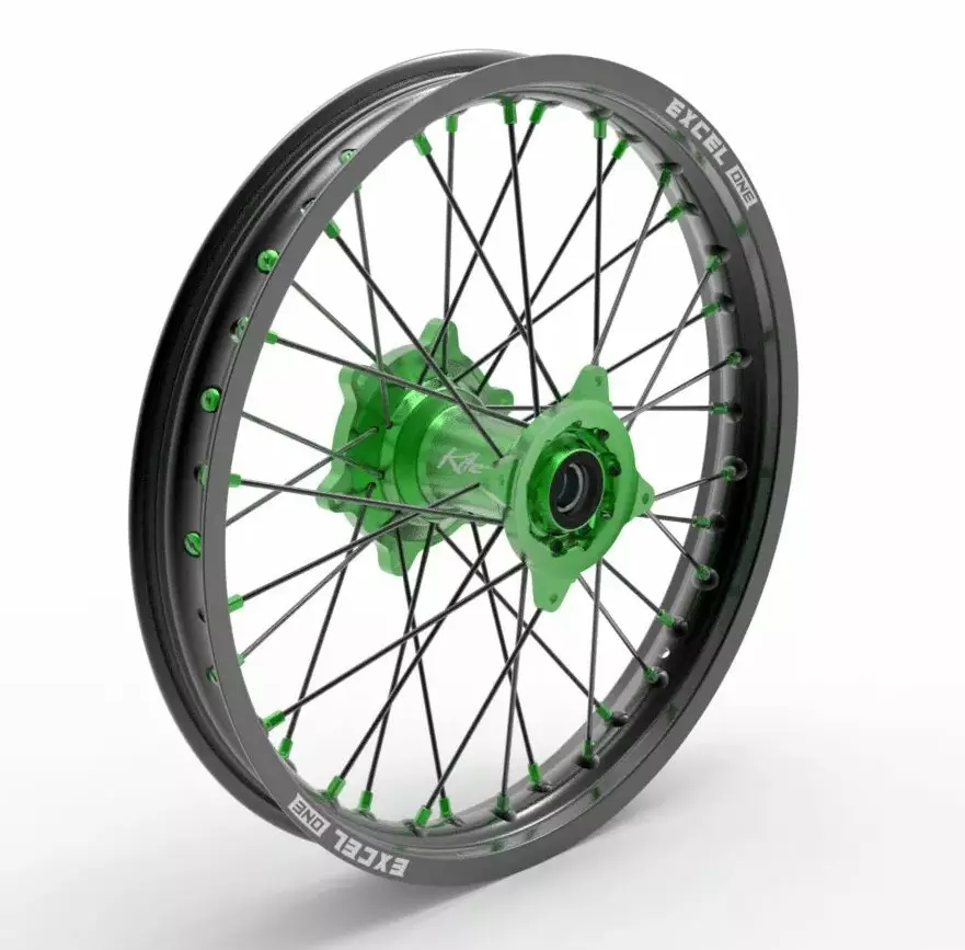 Roue arriere Kite Sport noir/vert rayon noir