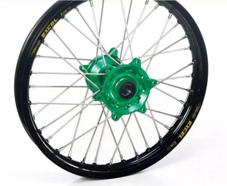 Roue arriere 19x1,85 Haan Wheels/Excel jante noire moyeu Vert Kawasaki 250 KX-F